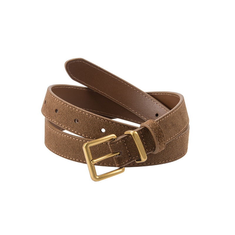 Wholesale Suede leather women' s retro cowhide belt